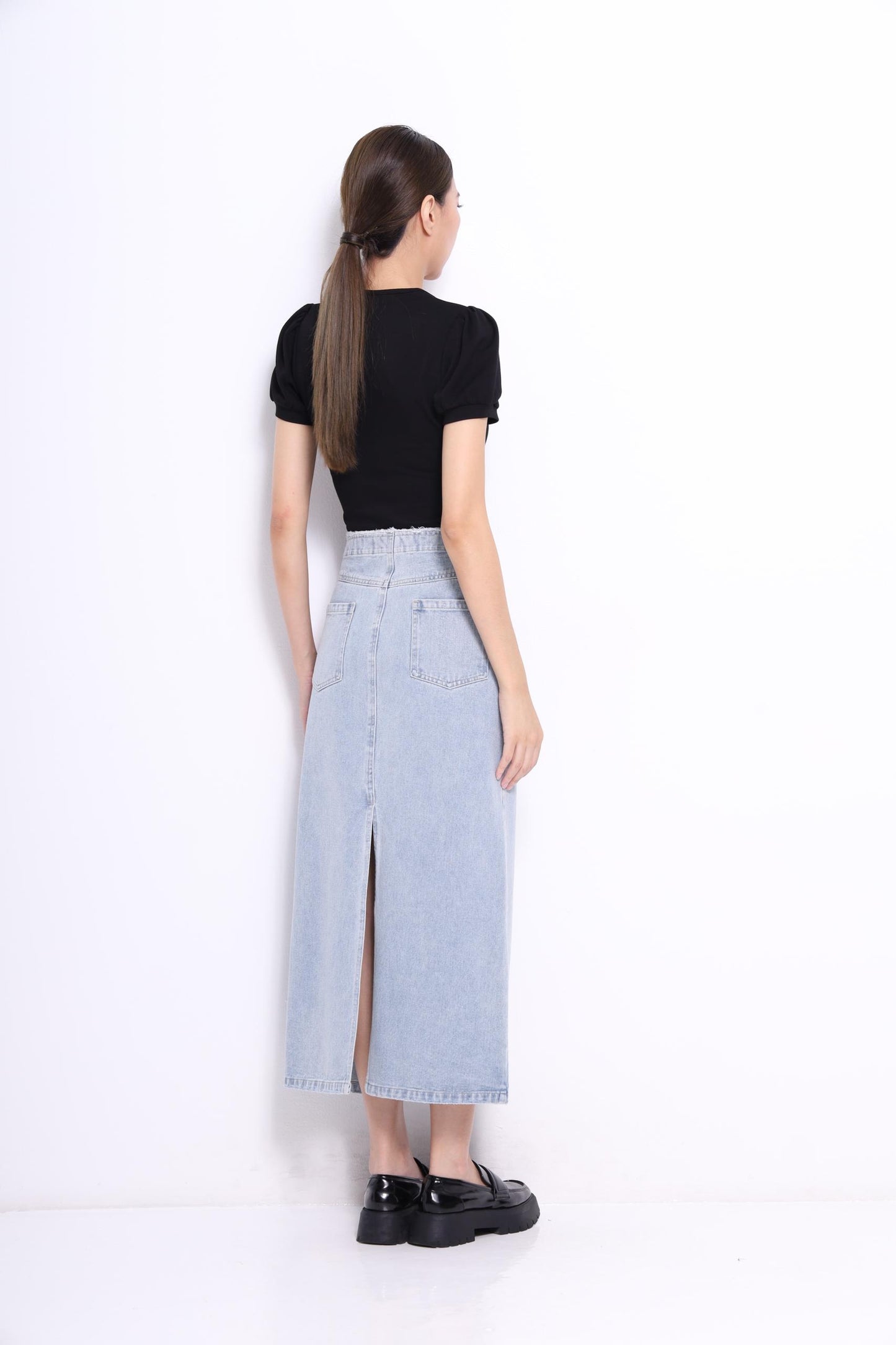 Hera Denim High Waist Midaxi Skirt