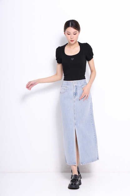 Hera Denim High Waist Midaxi Skirt