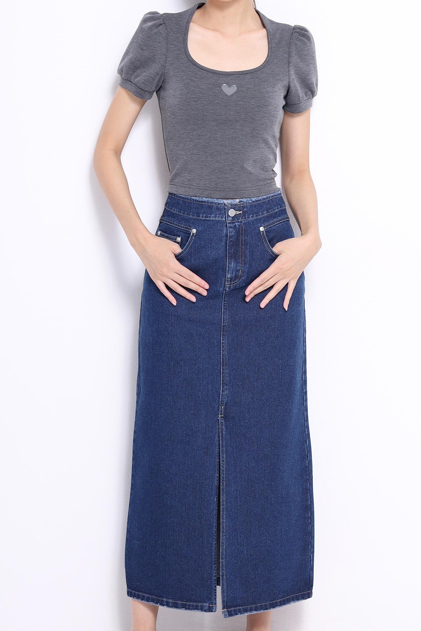 Hera Denim High Waist Midaxi Skirt