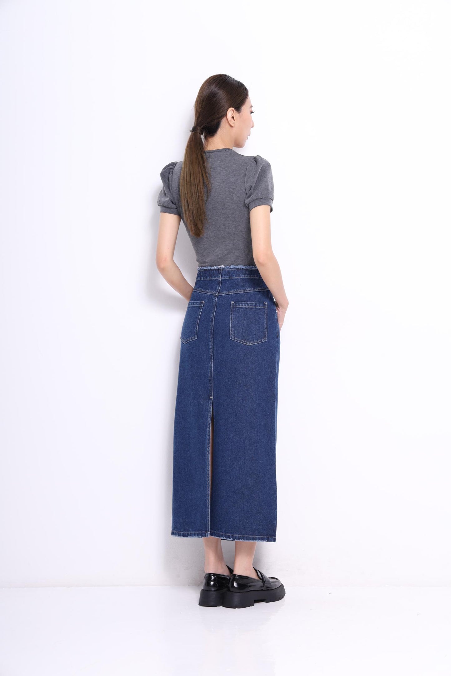 Hera Denim High Waist Midaxi Skirt