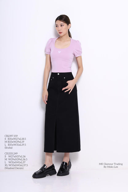 Hera Denim High Waist Midaxi Skirt