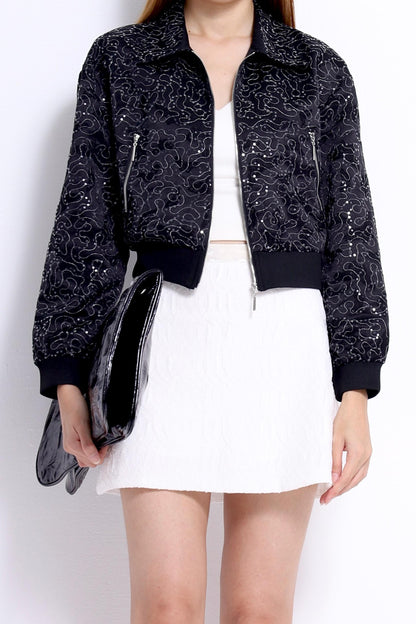 Zera Sequin Light Bomber Jacket