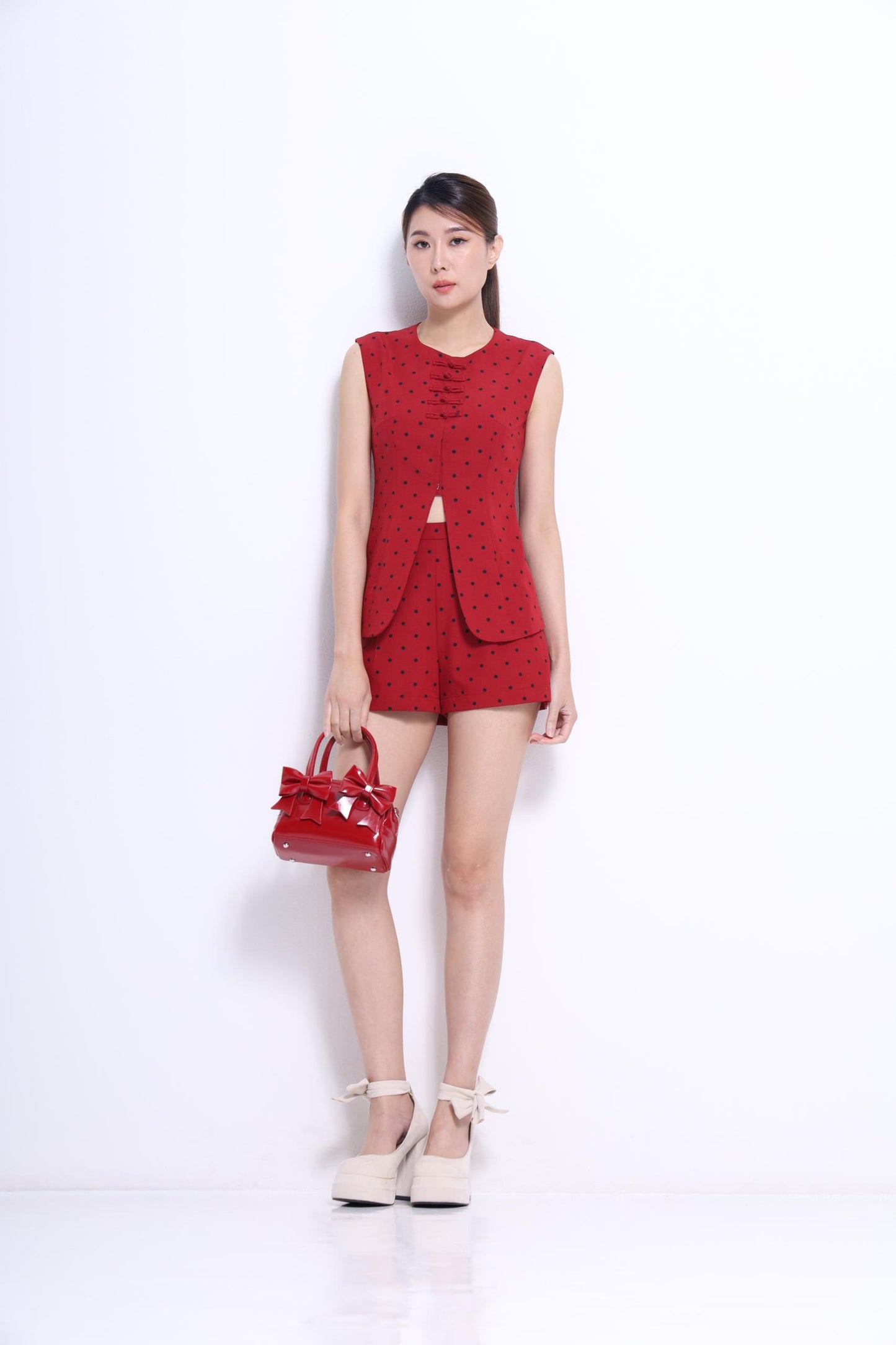 Lea Polka Dot Qipao Top