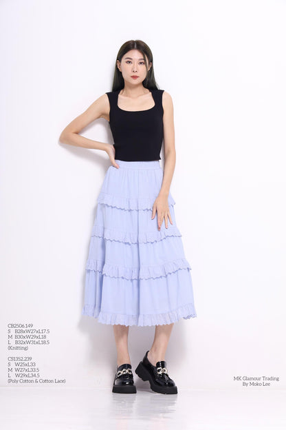 Mindy Layered Cotton Lace Skirt