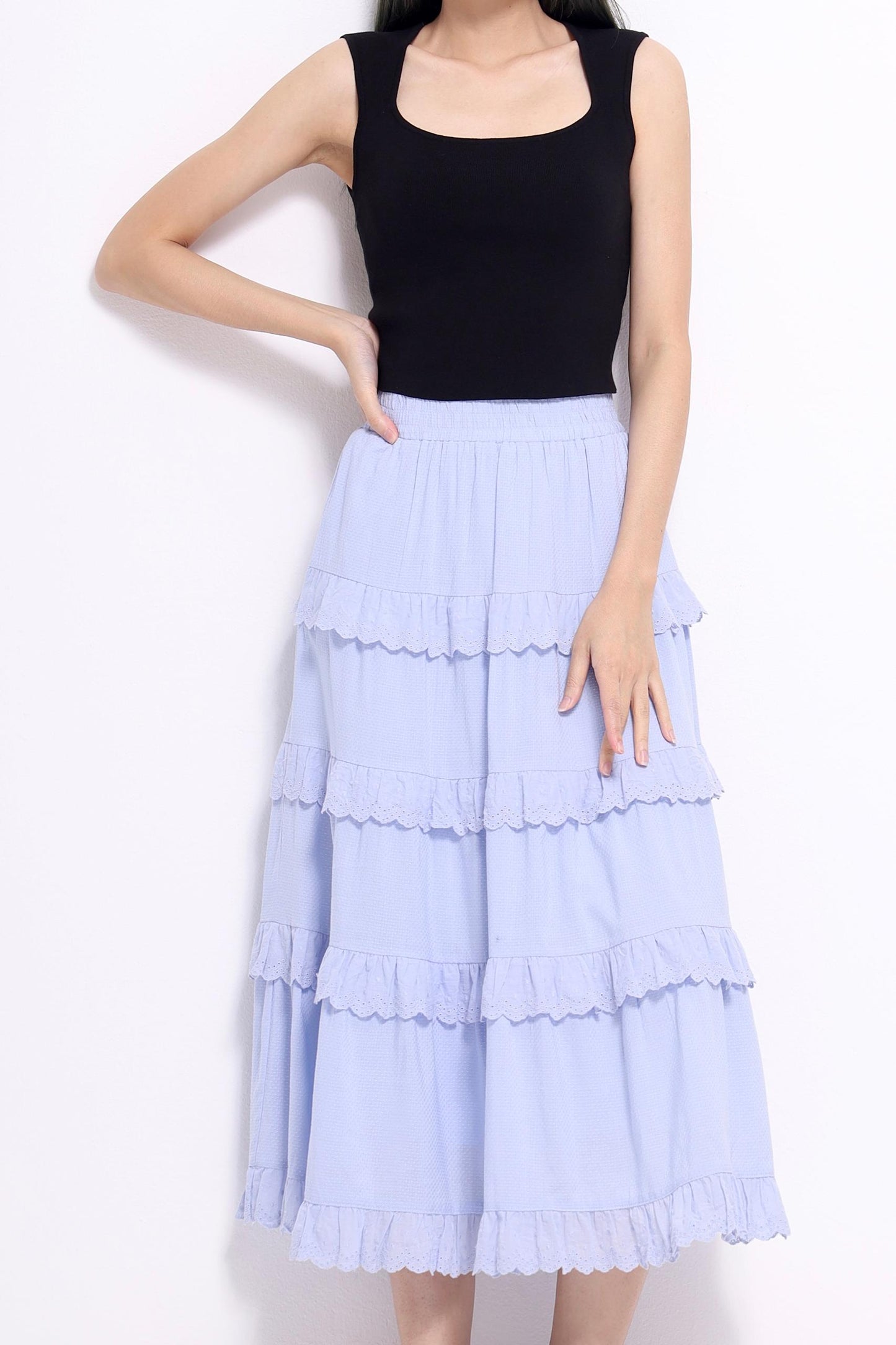 Mindy Layered Cotton Lace Skirt