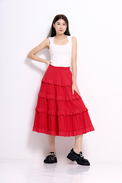 Mindy Layered Cotton Lace Skirt