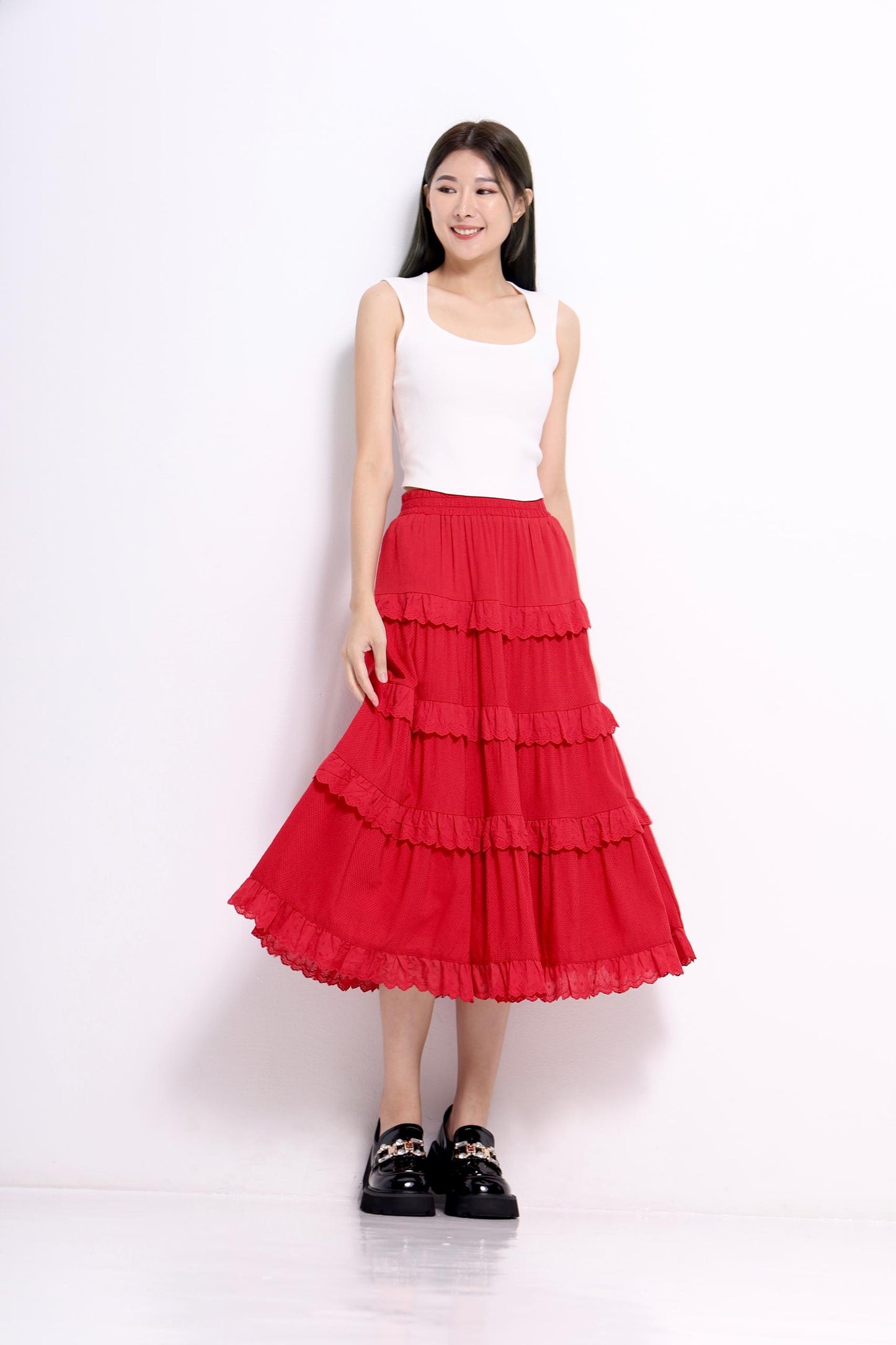 Mindy Layered Cotton Lace Skirt