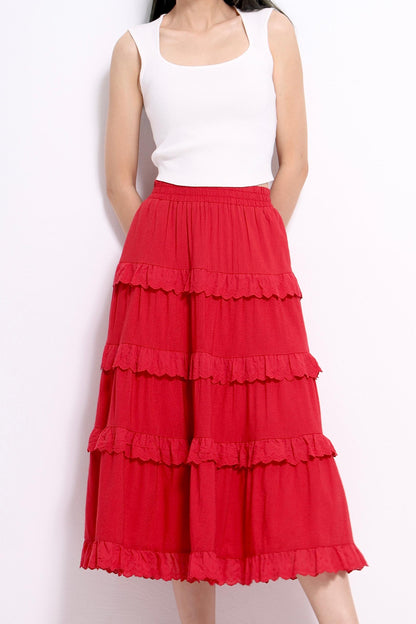 Mindy Layered Cotton Lace Skirt