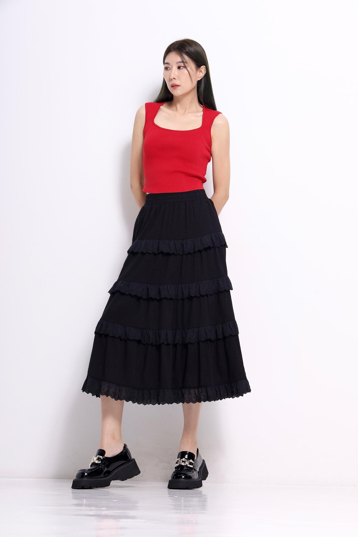 Mindy Layered Cotton Lace Skirt