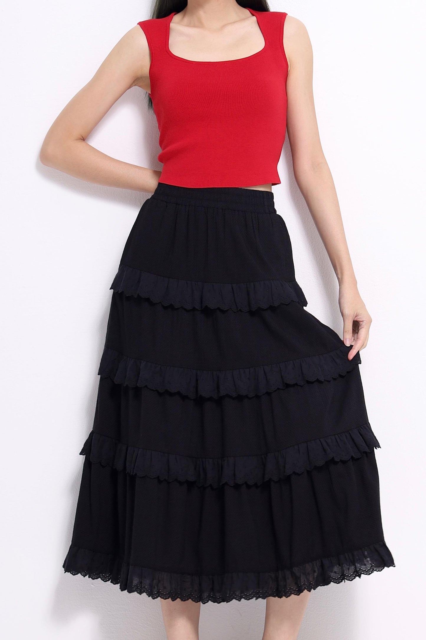 Mindy Layered Cotton Lace Skirt