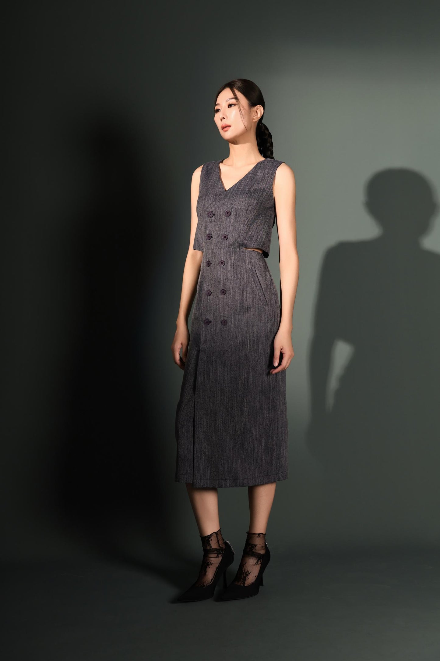 Tasha Side Cut-Out Midi Dress