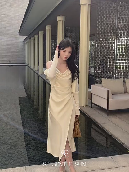 Julie Pearl Strap Satin Dress